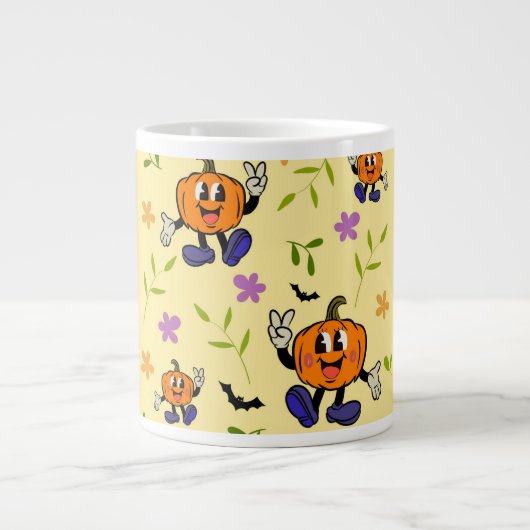 Niedlicher Halloween Kürbis Nahtloses Muster Jumbo-Tasse (Vorderseite)