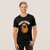 Niedlicher Halloween-Mops-Design der Pugkin-Saison Tri-Blend Shirt (Vorderseite voll)