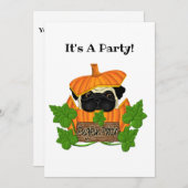 Niedlicher Halloween Mops Pugkin Pumpkin Einladung (Vorne/Hinten)