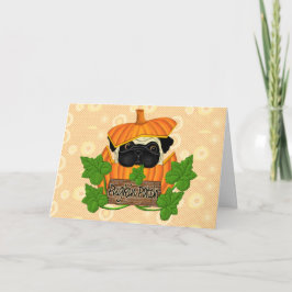 Niedlicher Halloween Mops Pugkin Pumpkin Karte