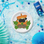 Niedlicher Halloween Mops Pugkin Pumpkin Pappteller (Party)