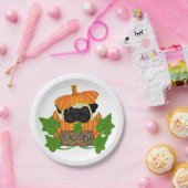 Niedlicher Halloween Mops Pugkin Pumpkin Pappteller (Party)