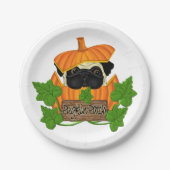 Niedlicher Halloween Mops Pugkin Pumpkin Pappteller (Vorderseite)