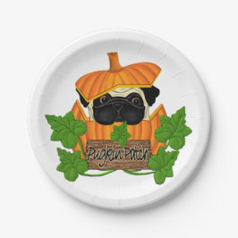 Niedlicher Halloween Mops Pugkin Pumpkin Pappteller
