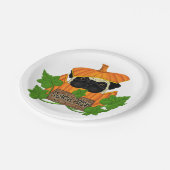 Niedlicher Halloween Mops Pugkin Pumpkin Pappteller (Schrägansicht)
