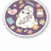 Niedlicher Halloween Nurse Oversifizierter T - Shi Aufkleber (Vorderseite)