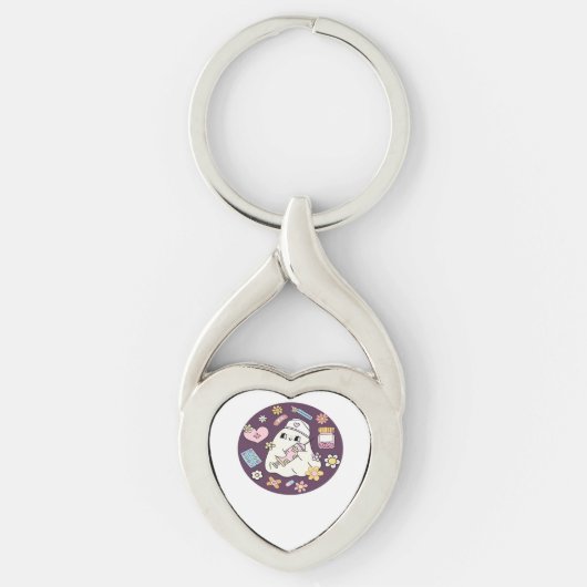 Niedlicher Halloween Nurse Oversifizierter T - Shi Schlüsselanhänger (Vorderseite)