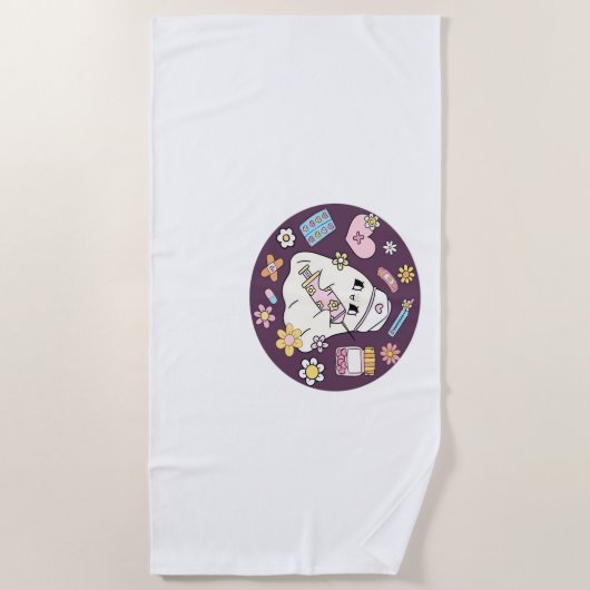 Niedlicher Halloween Nurse Oversifizierter T - Shi Strandtuch (Vorderseite)