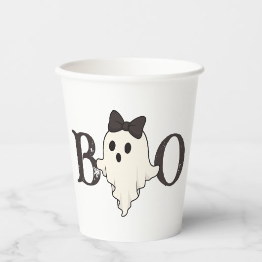 Niedlicher Halloween Paper Cup - "Boo Ghost" mit B Pappbecher (Vorderseite)