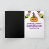 Niedlicher Halloween Pumpkin Floral Happy Geburtst Karte (Innenseite)