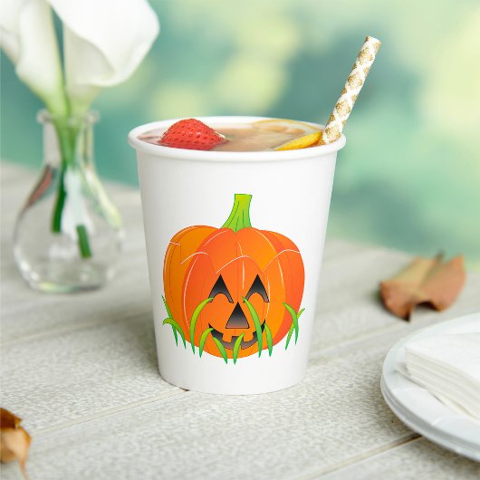 Niedlicher Halloween Pumpkin Jack-O-Lantern Pappbecher