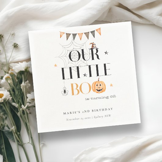 Niedlicher Halloween Pumpkin Little Boo Kindergebu Serviette