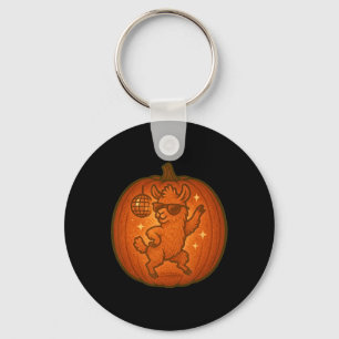 Niedlicher Halloween Pumpkin tanzt Llama Spooky Fa Schlüsselanhänger