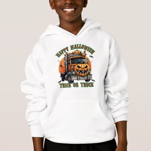 Niedlicher Halloween Pumpkin Truck Kinder lustig Hoodie (Vorderseite)