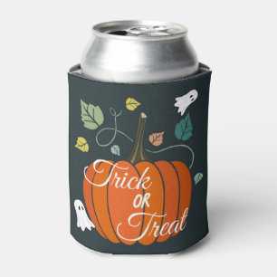 Niedlicher Halloween Pumpkin und Geistertrick oder Dosenkühler