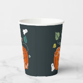 Niedlicher Halloween Pumpkin und Geistertrick oder Pappbecher (Links)