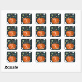 Niedlicher Halloween Pumpkin und Geistertrick oder Quadratischer Aufkleber (Blatt)