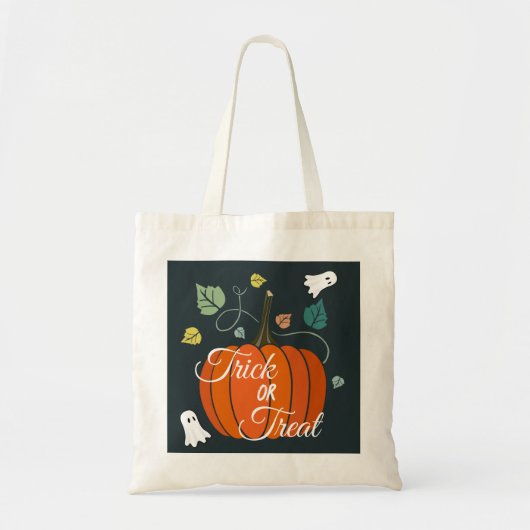 Niedlicher Halloween Pumpkin und Geistertrick oder Tragetasche (Vorne)