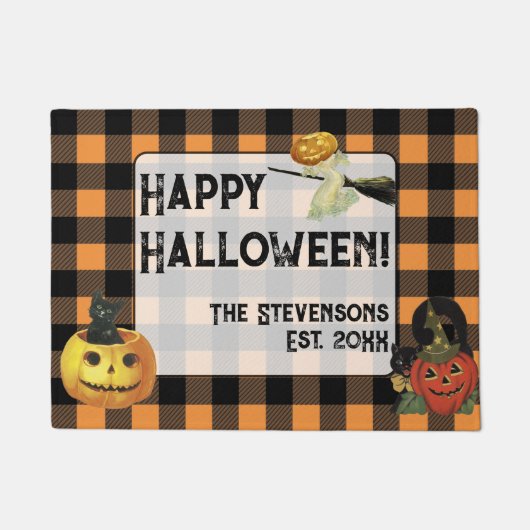 Niedlicher Halloween Pumpkins-Familienname Fußmatte (Vorderseite)