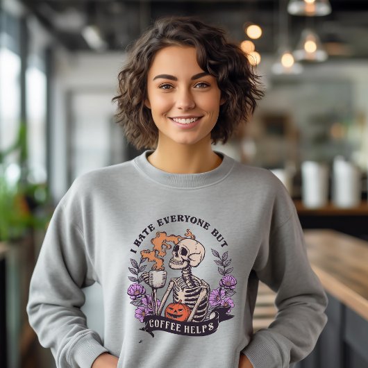 Niedlicher Halloween-Skelettkaffee Sweatshirt