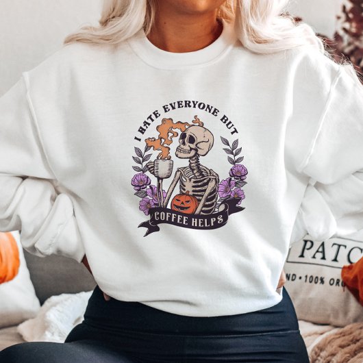 Niedlicher Halloween-Skelettkaffee Sweatshirt