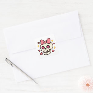Niedlicher Halloween-Skull-Aufkleber Quadratischer Aufkleber