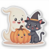 "Niedlicher Halloween-Squad | Kawaii Ghost & Pumpk Aufkleber (Vorderseite)