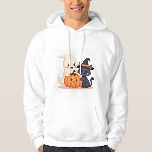 "Niedlicher Halloween-Squad | Kawaii Ghost & Pumpk Hoodie (Vorderseite)