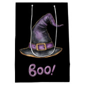Niedlicher Halloween-Trick oder Lila Geschenktasch Mittlere Geschenktüte (Rückseite)