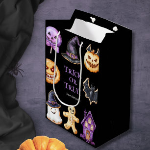 Niedlicher Halloween-Trick oder Treat-Geschenktasc Mittlere Geschenktüte