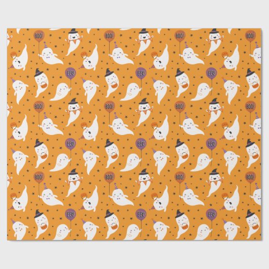 Niedlicher Halloween Trick oder Treat Ghosts Geschenkpapier (Flach)