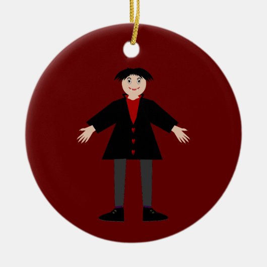 Niedlicher Halloween Vampire Individuelle Name Keramik Ornament (Vorne)