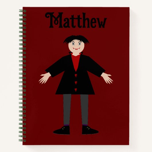 Niedlicher Halloween Vampire Individuelle Name Notizblock (Vorderseite)