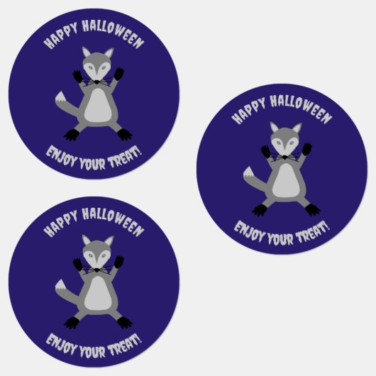 Niedlicher Halloween Wolf Custom Etiketten (Gruppe)