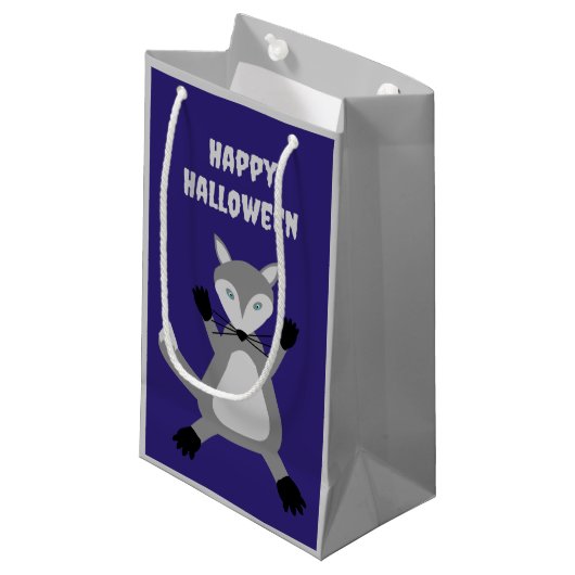 Niedlicher Halloween Wolf Custom Kleine Geschenktüte (Vorderseite Schrägansicht)