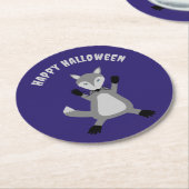 Niedlicher Halloween Wolf Custom Runder Pappuntersetzer (Angewinkelt)