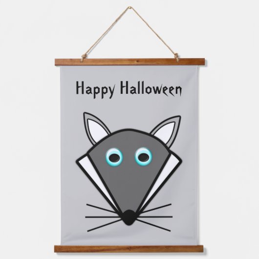 Niedlicher Halloween Wolf Custom Wandteppich Mit Holzrahmen (Vorderseite)