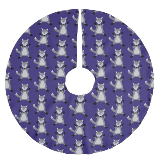 Niedlicher Halloween Wolf Gemustert Polyester Weihnachtsbaumdecke (Vorderseite)