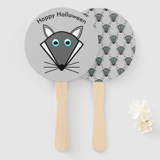 Niedlicher Halloween Wolf Handflieger Fächer (Vorne und Hinten)