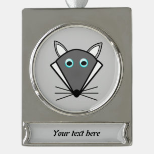Niedlicher Halloween-Wolf - individualisierbare Or Banner-Ornament Silber