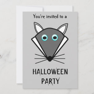 Niedlicher Halloween-Wolf - individuelle Einladung