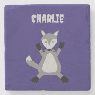 Niedlicher Halloween-Wolf-Individuelle Name Steinuntersetzer