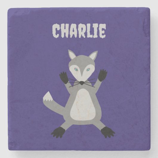 Niedlicher Halloween-Wolf-Individuelle Name Steinuntersetzer (Vorderseite)