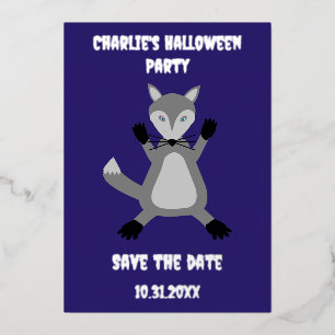 Niedlicher Halloween Wolf Save the Date maßgeschne Folien Feiertagskarte