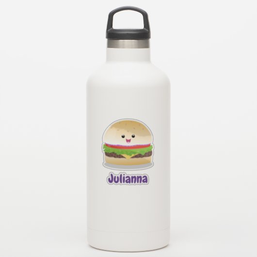 Niedlicher Hamburger-Cartoon Aufkleber (Wassserflasche)
