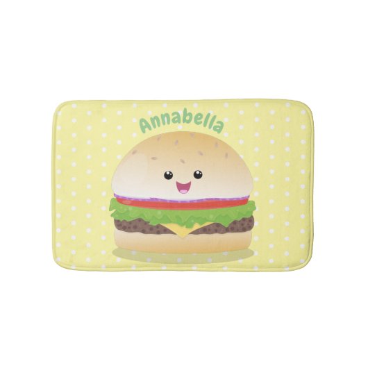 Niedlicher Hamburger-Cartoon Badematte (Vorderseite)