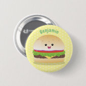 Niedlicher Hamburger-Cartoon Button (Vorne & Hinten)