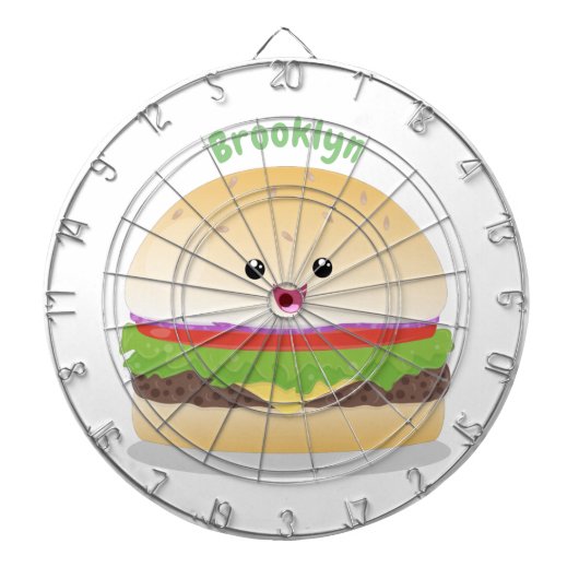 Niedlicher Hamburger-Cartoon Dartscheibe (vorne)