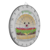 Niedlicher Hamburger-Cartoon Dartscheibe (Vorderseite Links)