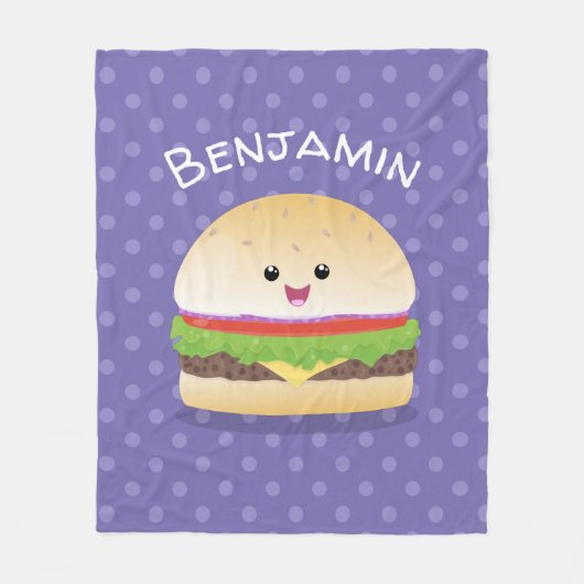 Niedlicher Hamburger-Cartoon Fleecedecke (Vorderseite)